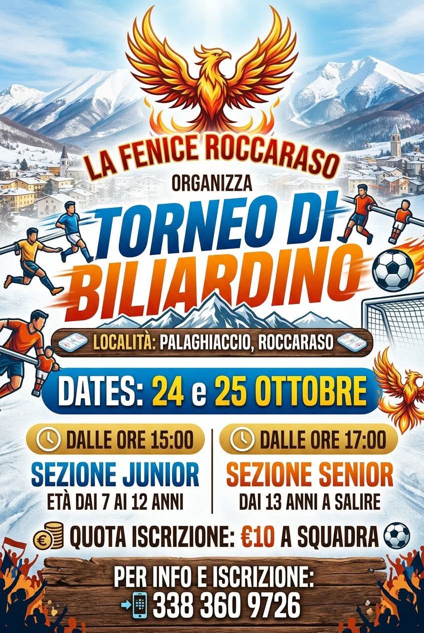 Torneo biliardino 24-25 ottobre 2026